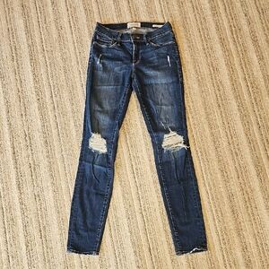 Frame Denim Distressed Indigo Skinny Jeans